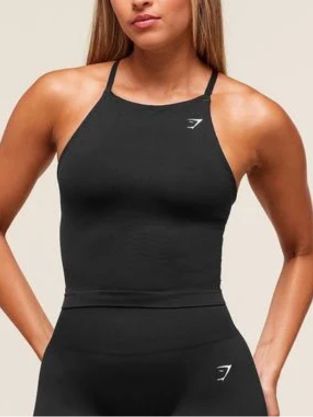 Gymshark Black High-Neck Seamless Crop Tank